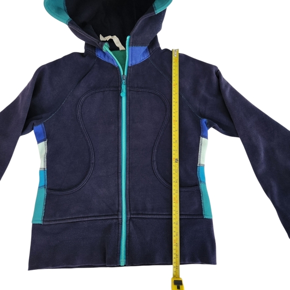 Lululemon Scuba Hoodie Jacket Zip-Up – Color Block Navy Teal Blue – Size 6 - Picture 12 of 13